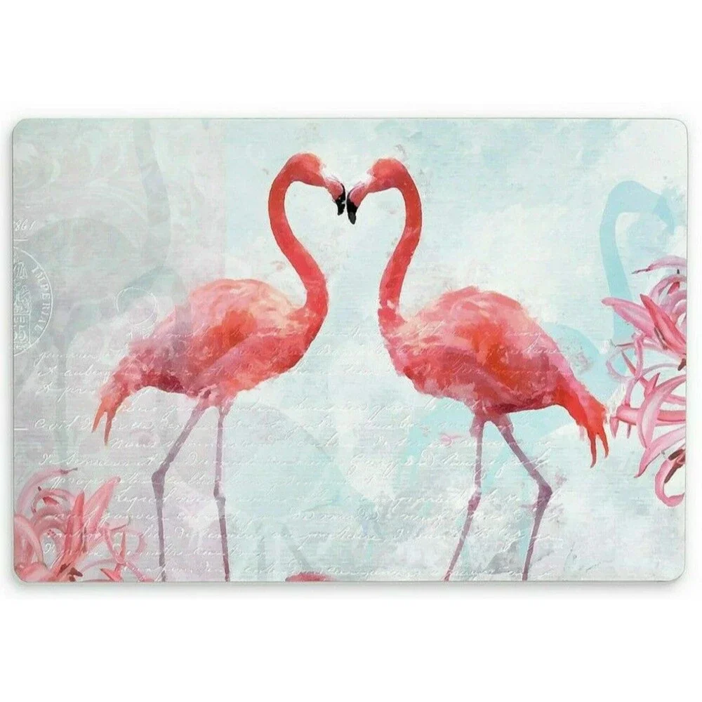 Pink Flamingo Placemats Vinyl Foam Back Tropical Beach Summer House Set of 4